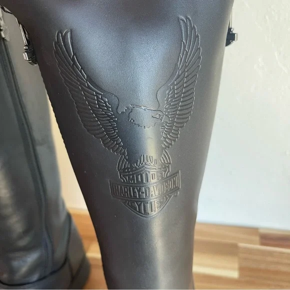 Harley-Davison Women’s Hetcheson Black Leather Moto Riding Boots Sz 8